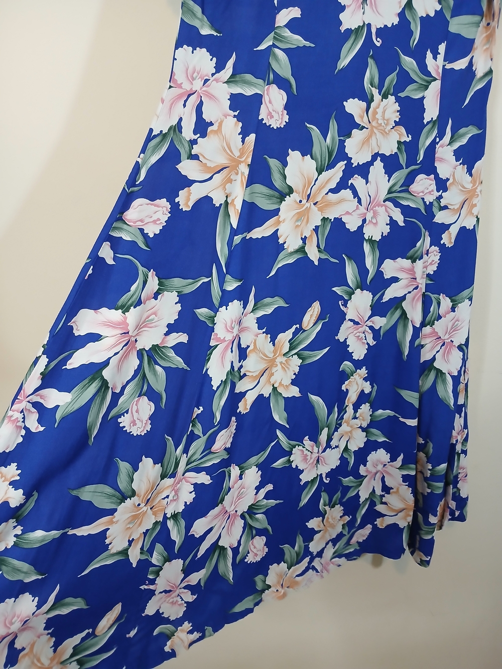 A52. Paradise Bay Hawaiian Tropical Hibiscus Floral Blue Muumuu Maxi Dress Small - Picture 5 of 8